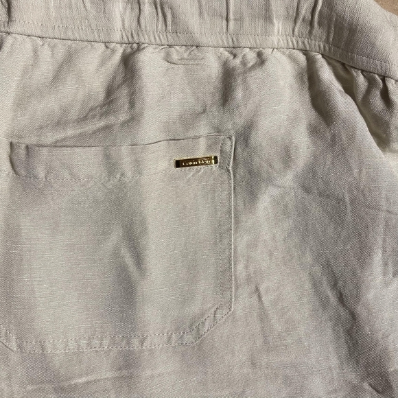 NWT Calvin Klein Tan Khaki Linen Blend Drawstring Wide Leg Pants Womens Size 24W - Picture 3 of 5